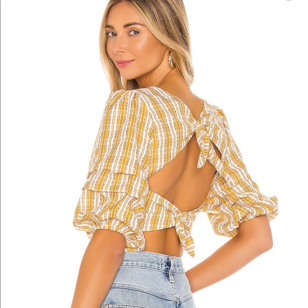 REVOLVE|MAJORELLE GABBY CROPPED TOP IN YELLOW PLAID SIZE LARGE